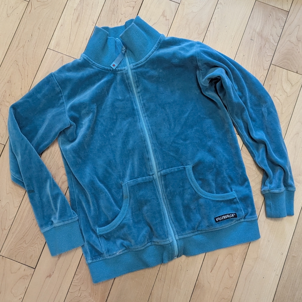 Villervalla Blue Velour Zip-Up Jacket - 9 Years